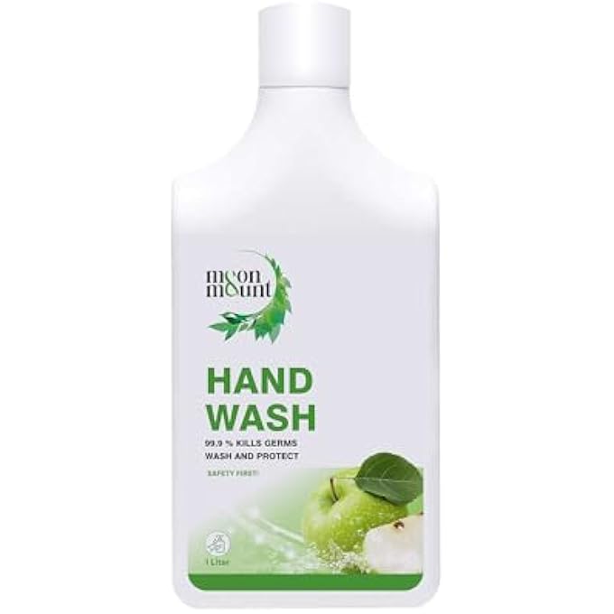 Moon & Mount HAND WASH PROTECTION FROM GERMS, HAND WASH LIQUIDS 1 LITER LIQUID HANDWASH FOR EVERYDAY USE (GREEN APPLE) - Image 1